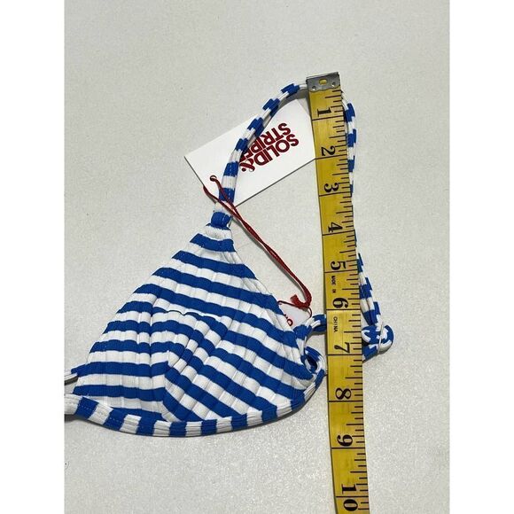 Solid & Striped Lulu Top Azure Stripe V-Neck Bikini Swim‎ Top Navy Blue White XS - Picture 5 of 12